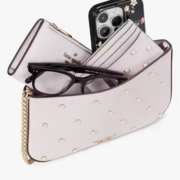 NWT Kate Spade Madison Studded Pearls Pochette & Madison small slim card holder - Picture 10 of 16